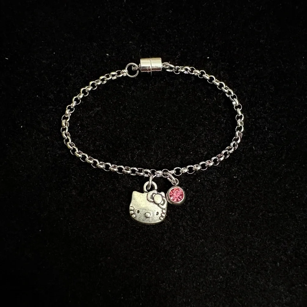 Girls Hello Kitty chain Bracelet with Pink Rhinestone charm
